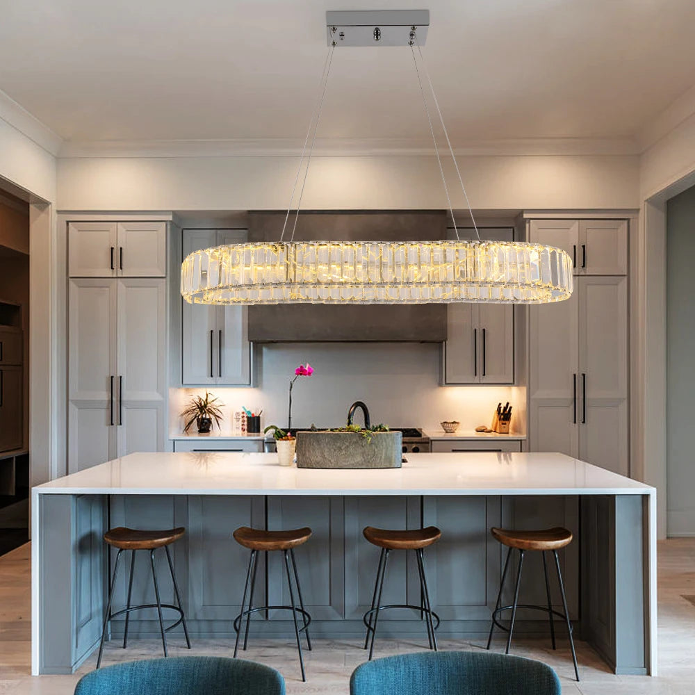 VETRULUS Modern Luxury Crystal Oval LED Chandelier Ceiling Light