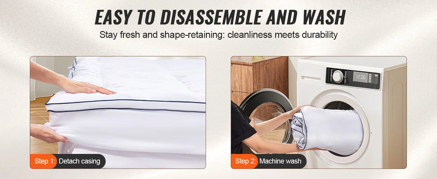 NONECN Memory Foam Mattress Topper With Fiber Fill